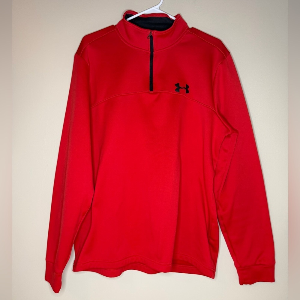 Under Armour Red and Black Quarter-Zip Pullover
